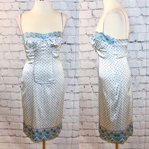 Roberto Cavalli blue silk print slip dress